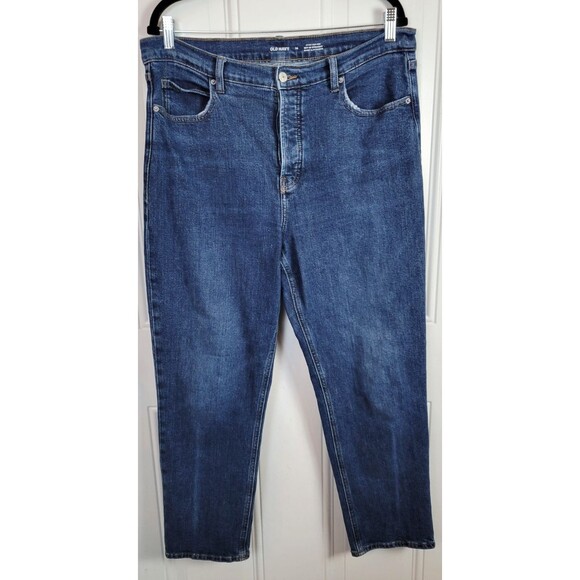 Old Navy Womens Sky-Hi Straight Jeans Size 14 Extra High-Rise Button Fly - Picture 1 of 6